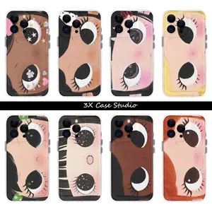 Cute Cartoon  Big Eyes Girl Yuy  Transparent Phone Case For iPhone 17 16 15 14 13 12 Pro Max Plus Anti Fall Birthday And Holiday Gifts Case Cover