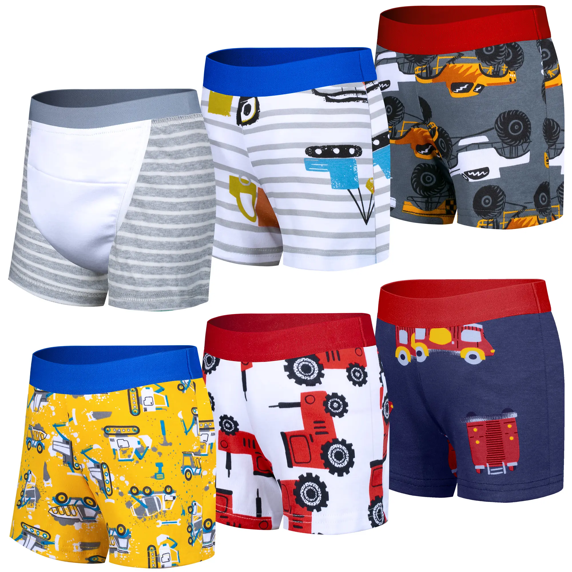 Big Elephant 2-in-1 Potty Trainer for Toddler, 6 Pack Toddler Potty Training Pants, 100% Cotton Light Absorbent Shorts with Detachable Liner, Elastic Waist, Daytime Toilet Training 2T-5T