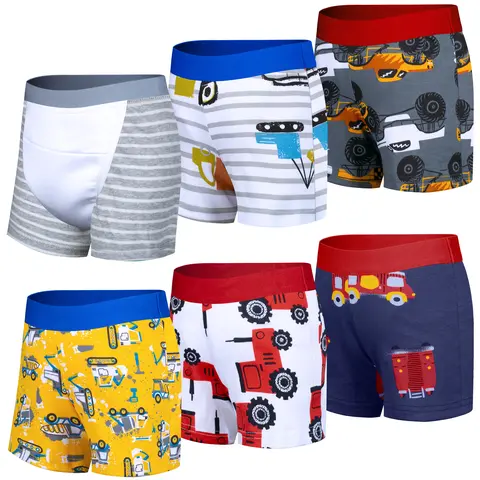 Big Elephant Toddler Diaper Training Pants (6 Pack) - 2-in-1 Potty Trainer, 100% Cotton Toddler Bloomers, Light Spill Absorb Shorts with Detachable Liner, Elastic Waist, Mild Damp Daytime Training, Grows Into Panties, 2T-5T