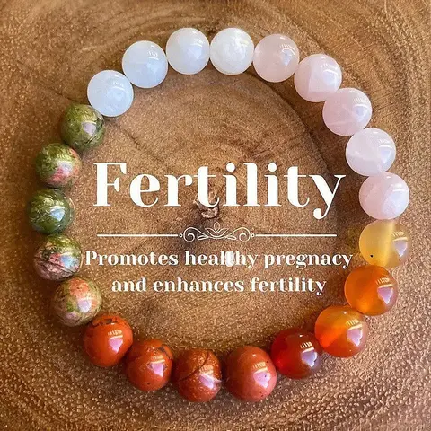 Fertility Natural Crystal Beaded Bracelets, Spiritual Jewelry Gift for Friends and Wives, Chakra Healing Accessory for Daily Use, Crystals Bracelets