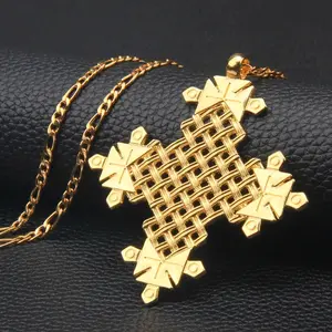 Ethiopia Gold Cross Pendant Necklace | Eritrean Habesha Jewelry
