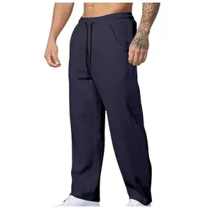 Mens Casual Pants Straight Pants Corduroy Pants For Men Pants Elastic Rope Breathable Tie-Foot Trousers