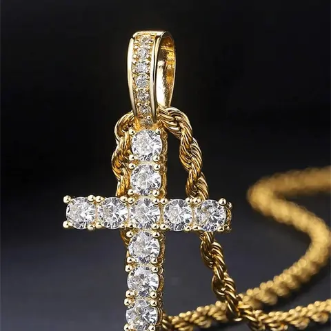 Elegant Sparkling Classic Cross Pendant Crystal Necklace, Cross Necklaces, Versatile and Lightweight, Perfect for Festivals, Parties, and Daily Wear, Necklace Gift