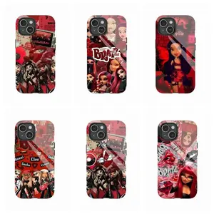 Gothic Red Bratz Y2K Aesthetic Trendy Cartoon Design Trendy Tough Phone Case. Nostalgic 2000s Edgy Doll Character Art Heavy Duty Shockproof Protective Smartphone Cover for iPhone 17 Pro Max 16 Air 15 14 13 12 11.