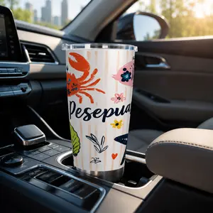 20oz Car Mug with Single Silver Rimmed Edge - with Stainless Steel Straw ——pesepuas(Customizable design available)