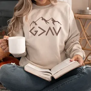 God Is Greater Than The Highs And Lows Women's Christian Sweatshirt Comfort Fit Womenswear Soft Comfortable Everyday Tops