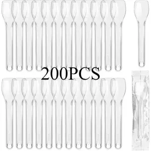 200PCS 3.6" Plastic Mini Spoons, Disposable Clear Tasting Spoons, Small Spoons for Desserts, Ice Cream, Jelly Pudding, Yogurt, Cake. Mini Tasters for Parties, Events, Food Trucks