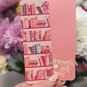 Pink Bookshelves Linen Bookmark