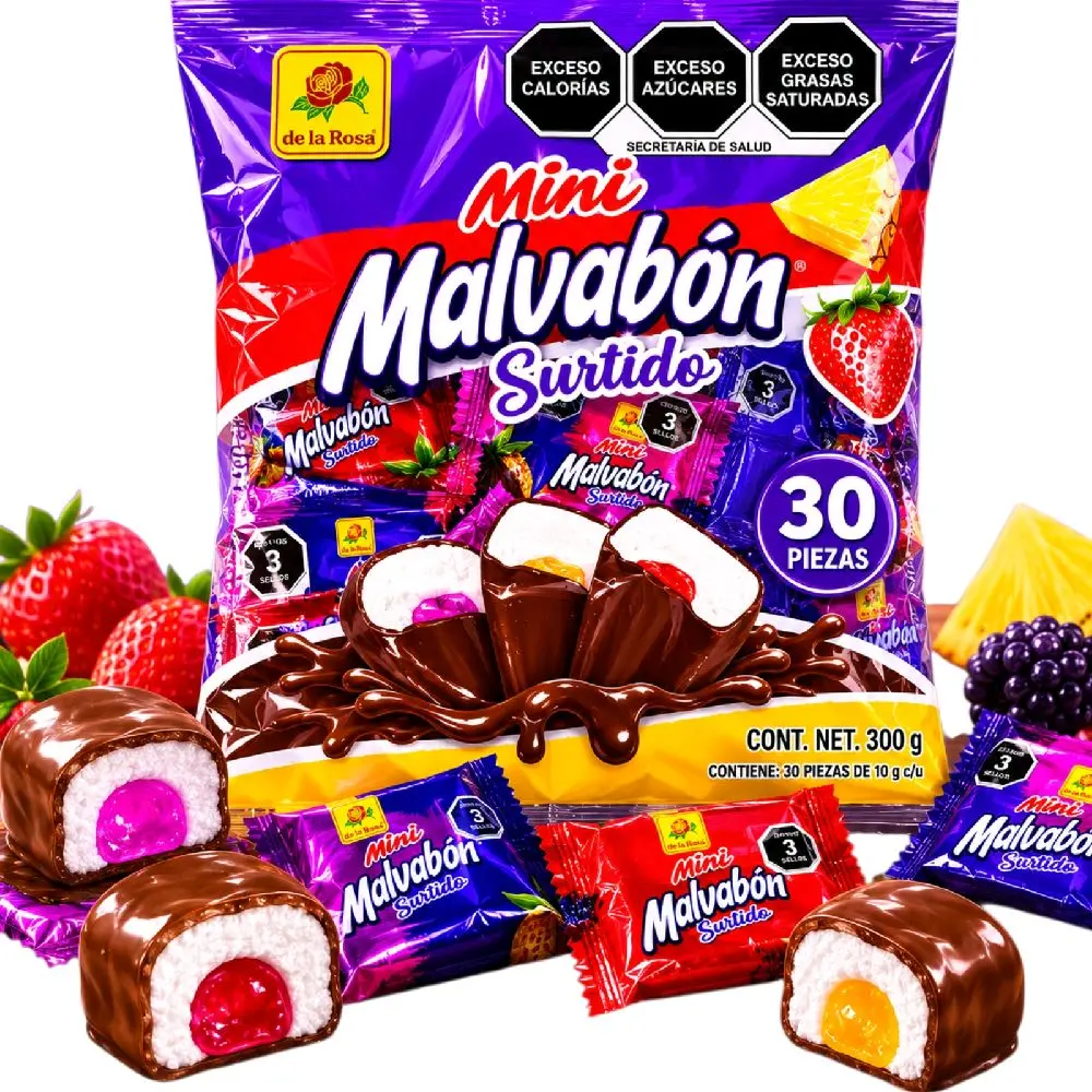 Mini Malvabón Surtido – 30 Pieces (300g) De la rosa Sugar Candy Mini Malvabón Surtido – 30 Pieces (300g) De la rosa Sugar Candy