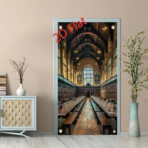 Magic Academy Backdrop, 1 Count Warm Castle Decorations, Washable & Reusable Backdrop for Party & Photography, Party Decoration Supplies, Banners, Graduation Banner, Room Decor Banner