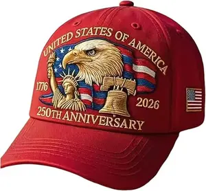 250th Anniversary USA Cap Adjustable Embroidered Hat, American Eagle Liberty Patriotic 1776-2026 Baseball Cap for Men Women