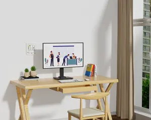 Suptek Single LCD Computer Monitor Free-Standing Desk Stand Mount Riser for 13 Inch to 43 Inch Screen with Swivel, Height Adjustable, Rotation, 50, 75, 100mm VESA Base Stand, Black