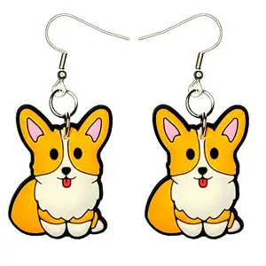 Corgi Dog Puppy Earrings Hypoallergenic Silver Plated Fishhooks Yazzle Dazzle Puppy Dog Bulldog Golden Labrador Chihuahua Maltese Weiner Dachshund