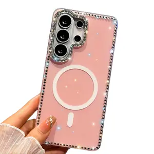 IMD Dot Diamond Phone Case for Samsung S23 Ultra, S24 Plus, S25 FE, S26 Ultra - Fashionable Glitter, Elegant Design, N52 Magnetic - Smartphone, Cellphone, Handheld Devices Accessories