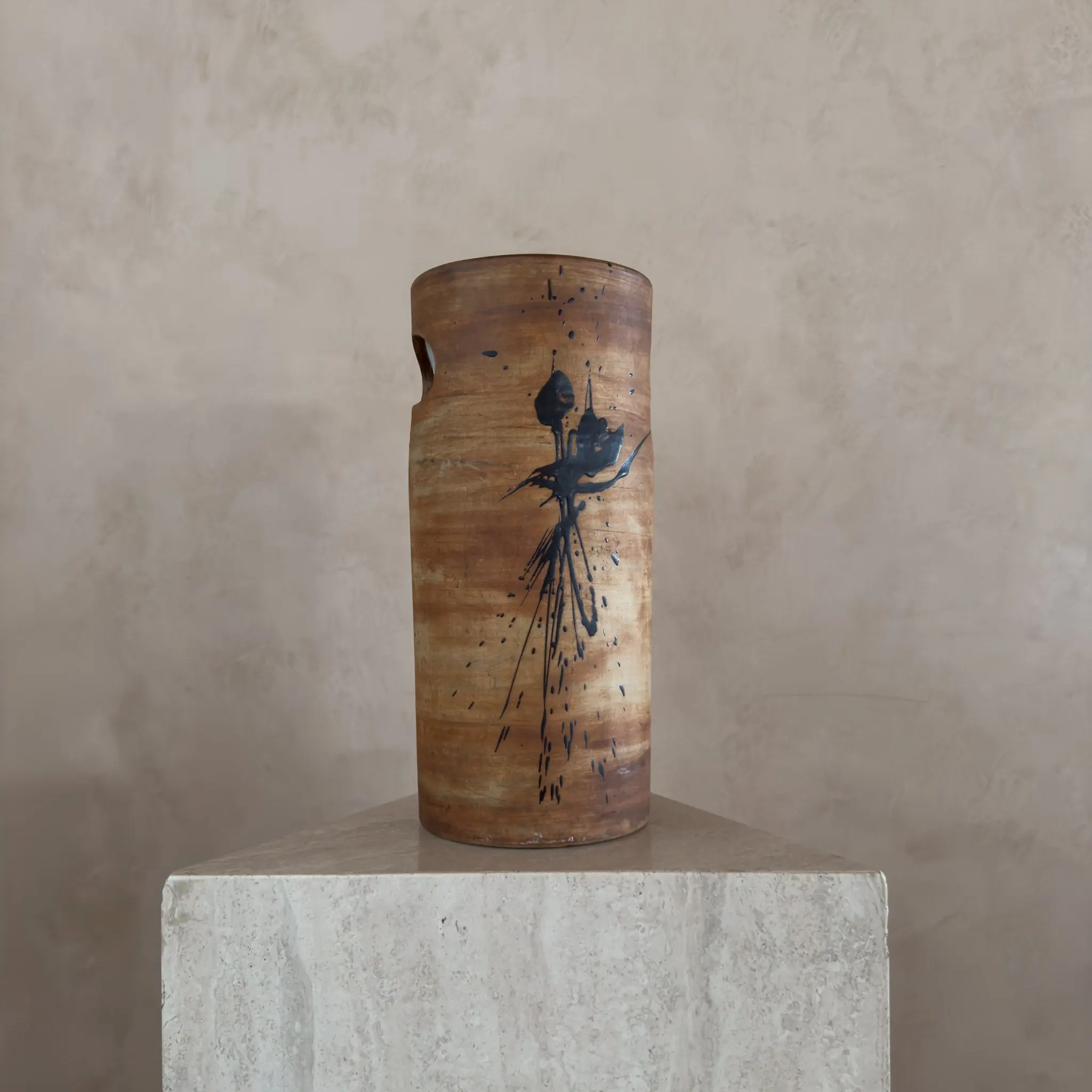 Large French Studio Ceramic Splatter Vase