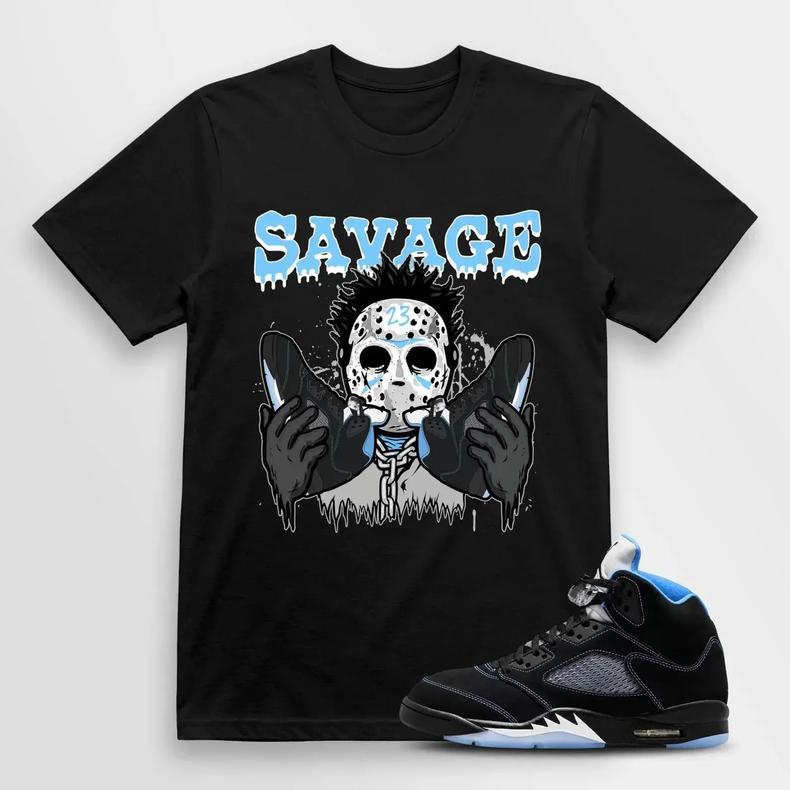 5 Black University Blue White Match T Shirt, Savage Graphic Tee, 90s Hip Hop Tee, Gift For Women and Man Unisex T-Shirt, Cozy Gift