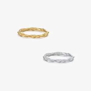 Thin Twisted Textured Ring