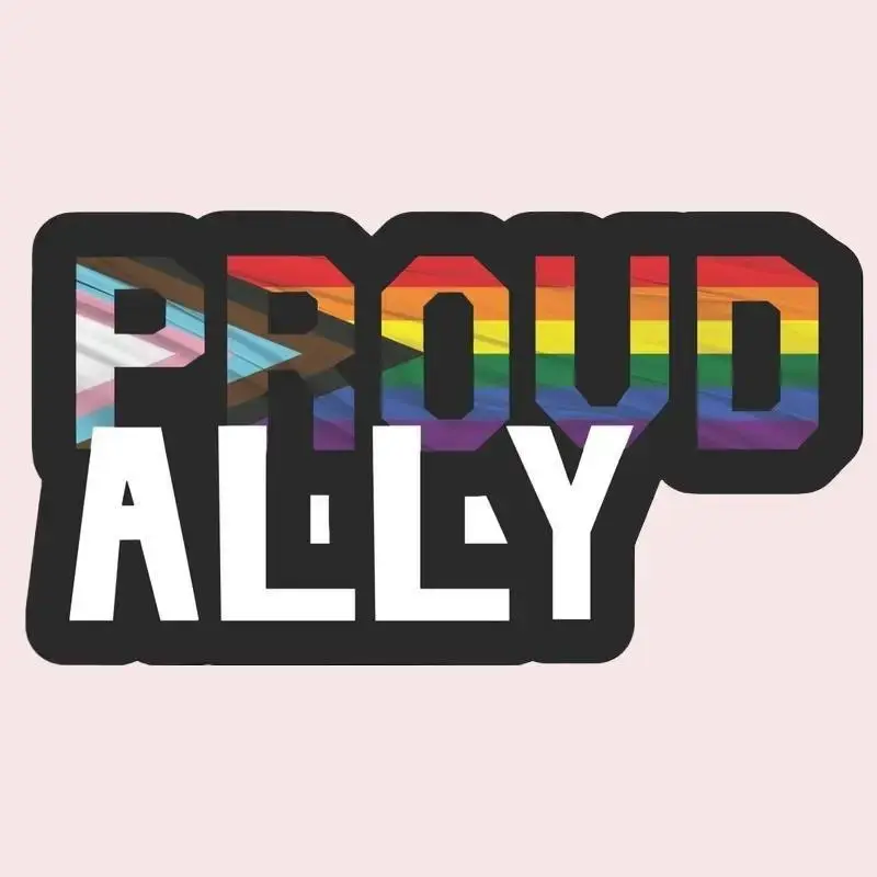 Proud Ally Sticker 4" x 2.2" Vinyl Decal for Cars Windows Laptop Water Bottles LGBTQ+ Pride Ally Decal Film