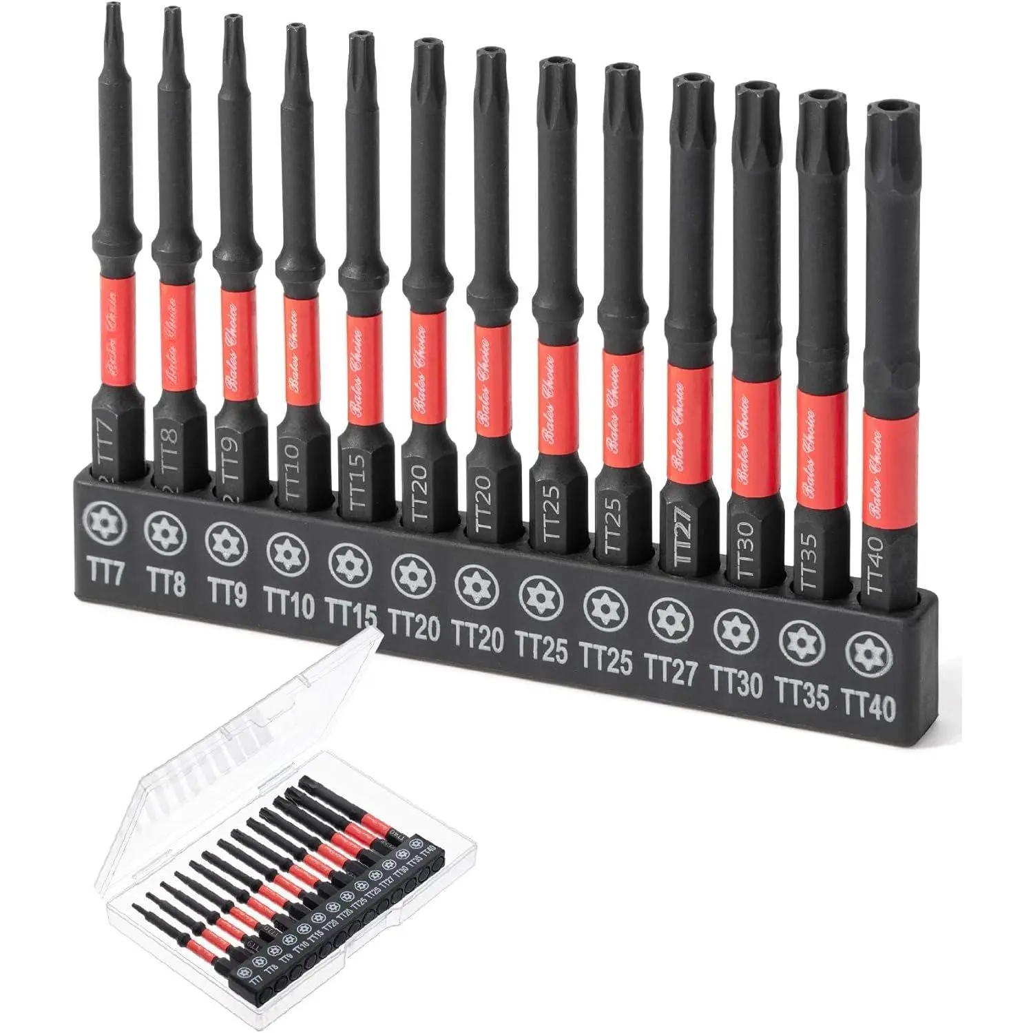 Tamper Proof Torx Screwdriver Bits Set, 13-Count, 3-Inch Long, 1/4-Inch Hex Shank (TT7-TT40), Automotive Use, Included Holder and Storage Case