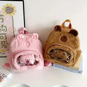 2026 New Kabbalah Plush Double Shoulder Bag Summer Transparent Cute Capybara Furry Backpack for s Stylish Daypacks