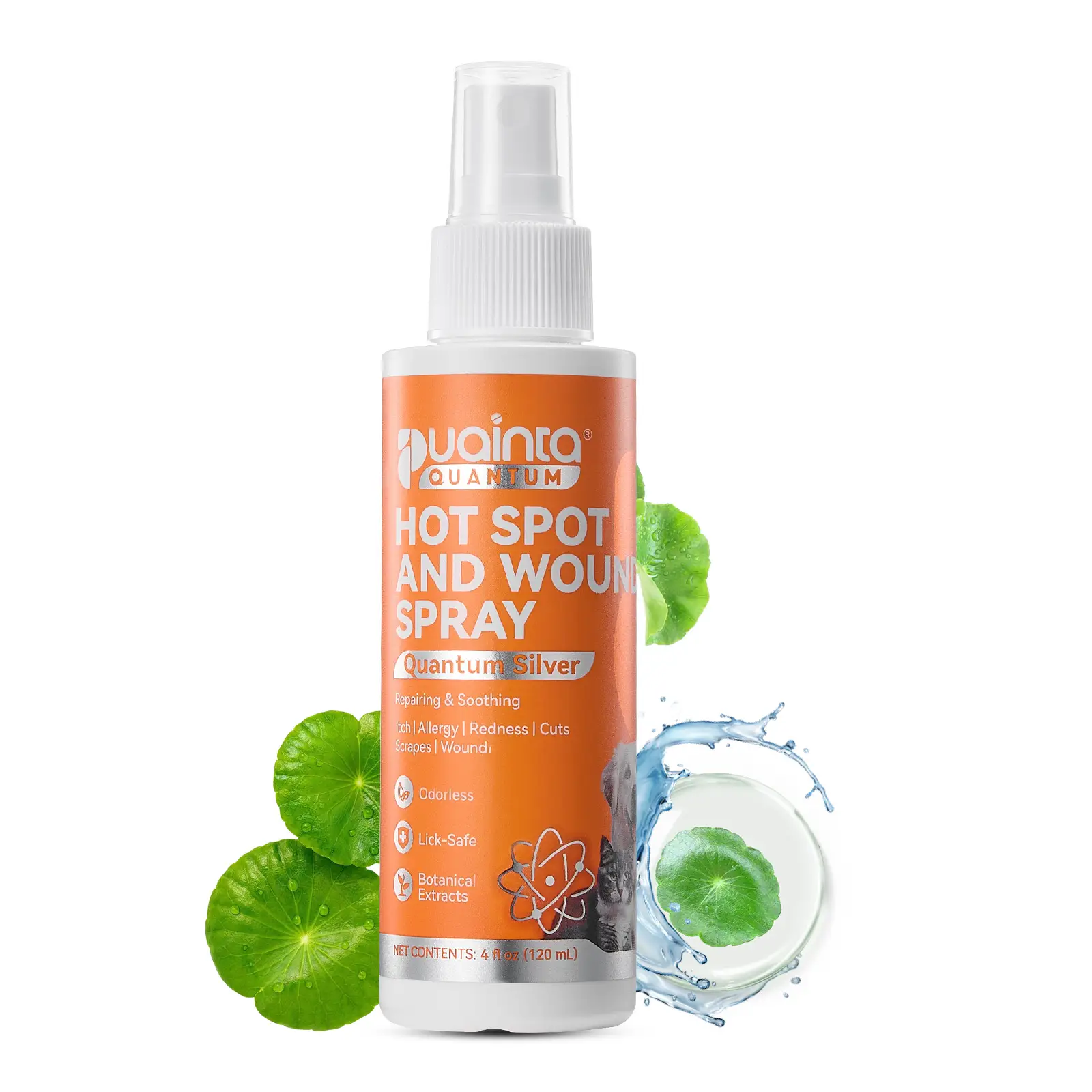 Puainta Quantum Silver Hot Spot & Wound Spray for Dogs & Cats - Nature Soothing Rubber Formula for Clean Soften Reduce Itch Scratching