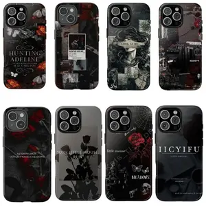 Dark Romance Bookish Aesthetic Phone Case, Cat and Mouse Duet Graphic Cover, Run Little Mouse Run Book Lover Ironic iPhone Shell, Gothic Red Rose Booktok Gift, Glossy Case For iPhone 17 Pro Max 16 Plus 15 14