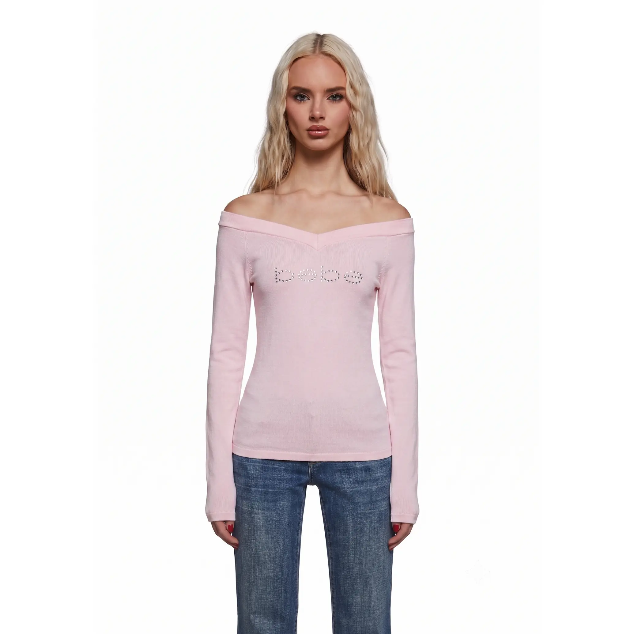 Logo Off The Shoulder Top - Pink