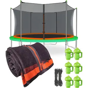 Net Replacement with 6 PoleCaps, 12-15 ft Round Safety  Net, UV-Resistant, Weather-Resistant, Breathable, Durable (Not Include Poles)
