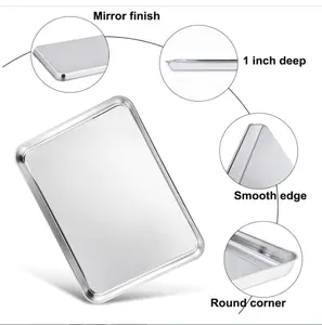 Toaster Oven Pan, Stainless Steel Toaster Oven Tray Ovenware, 12.4’’x 9.7’’x1’’, Non Toxic & Healthy, Rust Free & Mirror Finish, Easy Clean & Dishwasher Safe