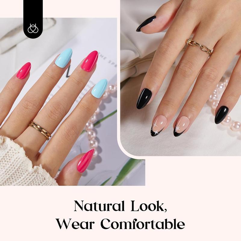 Beetles Pre-Designed Press on Nails Kit , Press on Nails Short Almond Glossy Matte Glitter With Nail Glue & Nail Tabs Stickers, Natural Fit Lightweight Fake Nails Kit Art For Women Girls Fall Nail Halloween Nail Black Friday Winter Nail Christmas Gift