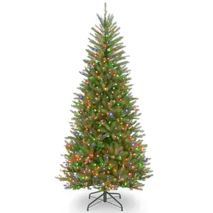 7.5 ft. Pre-Lit Dunhill Fir Slim Tree with Multicolor Lights, Plug-In