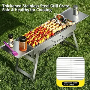 Thick 304 Stainless Steel Folding BBQ Grill, Portable Charcoal Grill for Outdoor Home Use, Complete Set with Storage Bag, Portable Bbqs