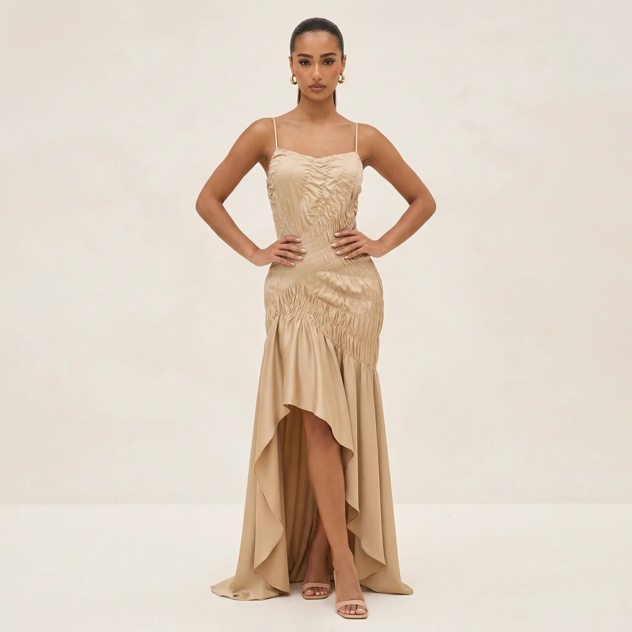 GOLD RUSH HIGH LOW MAXI DRESS