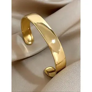Minimalist Temperament Solid Color Stainless Steel Cuff Bangle, Fashionable Jewelry for Women & Men, Trendy All-match & Exquisite Jewelry for Birthday Gift