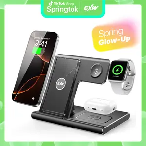 tiktok Upgraded 3 in 1 phone holder Foldable Charging Station for Apple Devices 15W Wireless Charger Stand for iPhone 11 Pro-16 series,Apple Watch and AirPods(Adapter Not Included)Springtok