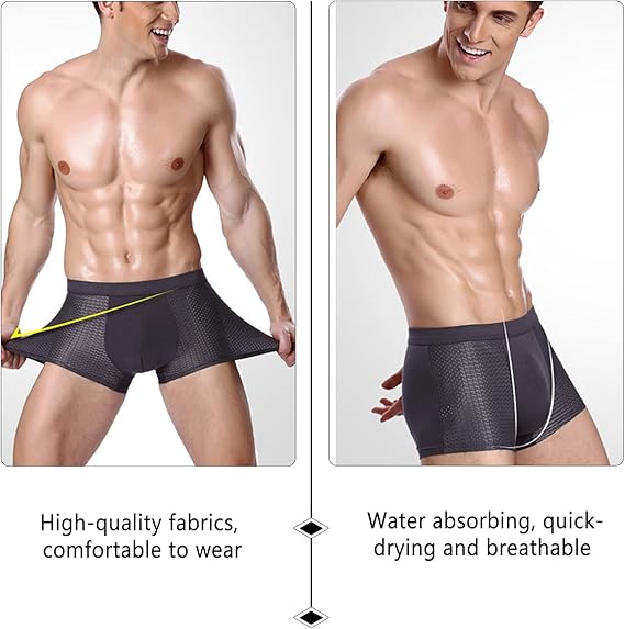 [4-Paris] Breathable Mesh Ice Mesh Underwear Men's ComfortSoft Moisture-Wicking Boxers Briefs Fashionable Men's Underpants