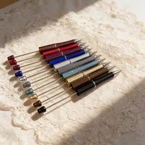 10 Pack Beadable DIY Ballpoint Pens, Vintage Multi-Color Metal Barrel, Smooth Writing Replaceable Refills, Handmade Journaling Student Office Gift Pens