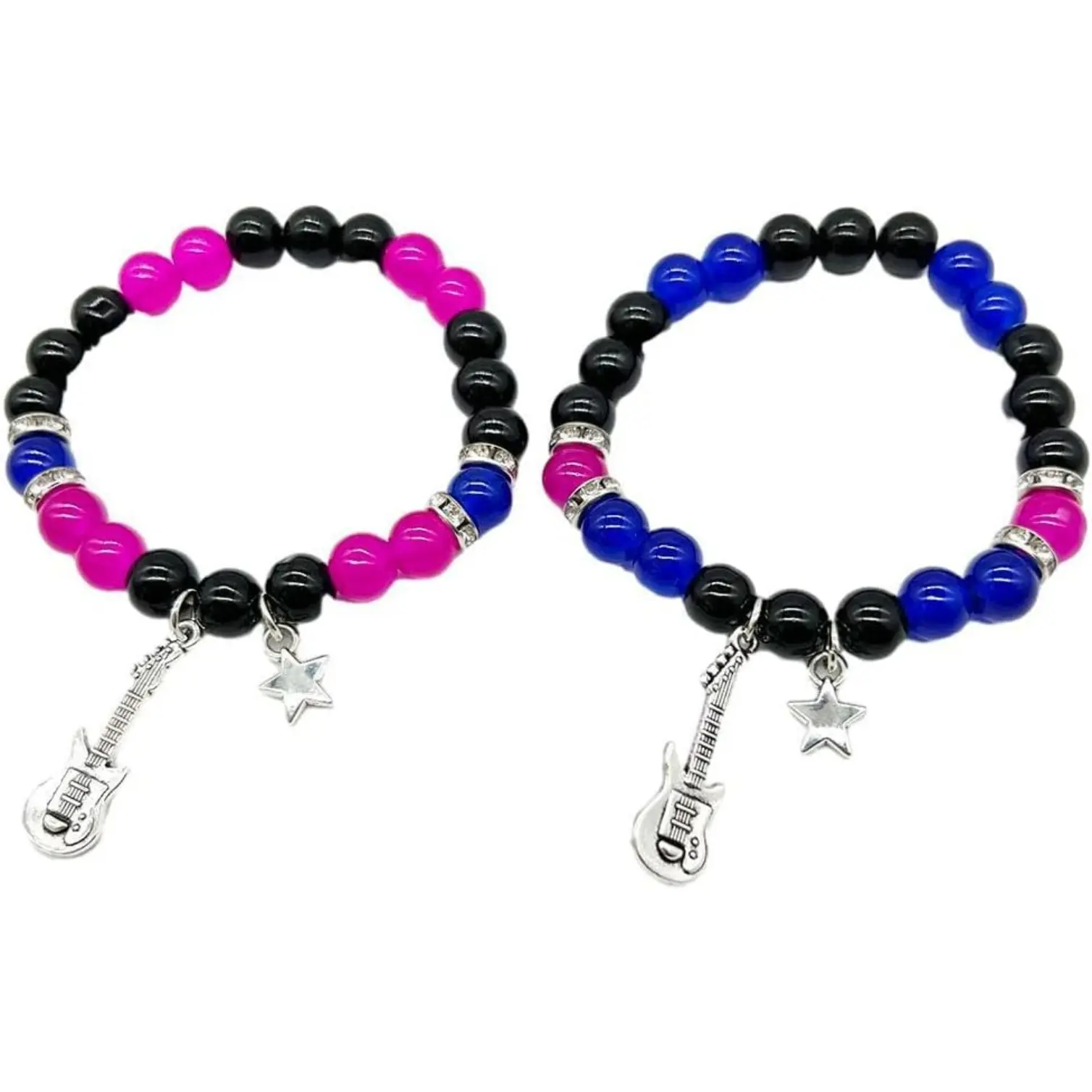2PCS Matching Bracelets for Couples, Friendship Beads Bracelets Pinky Promise Best Friends Distance Matching Bracelet for Relationship Bracelets for Couples Friends Jewelry Gifts for Best Friend