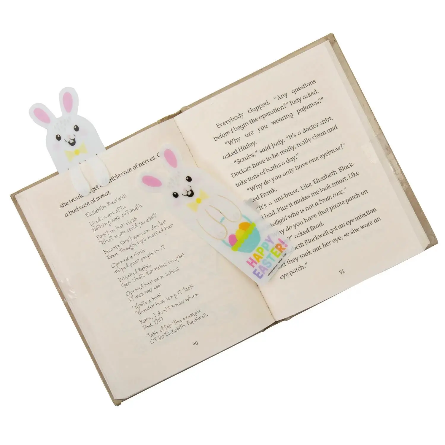 2" x 5 1/4" Bulk 48 Pc. Easter Bunny Plastic Clip Bookmarks