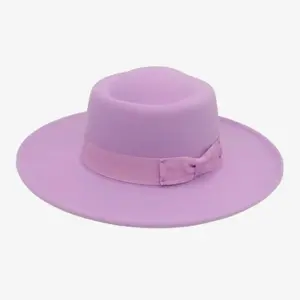 Elegant Lavender Wide Brim Hat with Bow Detail for Women's Fashion Fedora hat church hat unisex chapeau fashion versatile