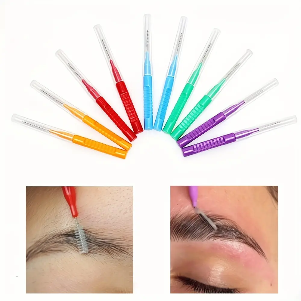 A set of 10pcs Eyebrow Bendable Micro Brushes  Microbrush Applicators Eyebrow And Eyelash Extension Eyelash Glue Cleaning Brush Cosmetic Makeup Tool