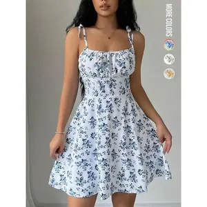 Women's Ditsy Floral Print Dress, Fashion Casual A Line Dress for Beach Holiday Vacation, Ladies Summer ClothesGift