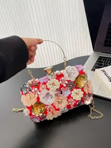 Valentine's Day  Elegant Women's Fashionable Handbag Dinner Bag with Three-Dimensional Flower Decoration, Perfect for Travel Shopping Parties Gifts Daily Use
