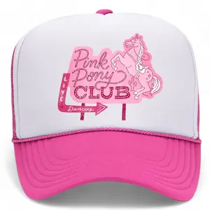 Pink Pony Club Sign Trucker Hat | Trendy Cute Hot Graphic Pop Girly Concert Festival | Worn by Chappell Roan Fans | Premium Trucker Hat for Men & Women