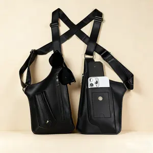 A high-quality leather shoulder bag for both men and women, featuring anti-theft function. It can hide and store mobile phones, headphones, wallets and outdoor equipment. Suitable for various occasions such as cycling, traveling and hiking.