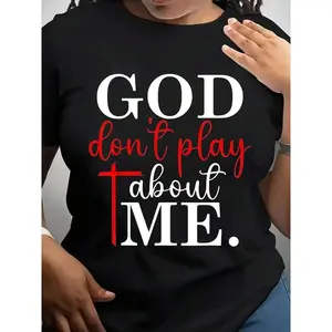 God Dont Play About Me Christian Faith Statement Shirt For Women And Men 100% Cotton Regular Fit Black T-Shirt Spiritual Gift Idea For Holidays 220g - Fabric eliana blue and red striped shirt