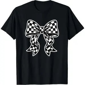 Race Checkered Coquette Bow Racing for Men Women Girls T-Shirt