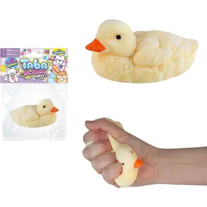 Tabalicious Fluffs TABA Squishy Duck (Yellow) - Fuzzy, Flocked, Cute Animal TABA Squishies Toys - Soft and Sticky Stress Ball Fluff Toys - Kawaii Sensory and Fidget Toys and Gifts Kids and Adults