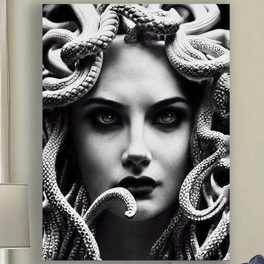 Framed  Canvas Medusa Greek Mythology Canvas Art - Home Decor Wall Art Print Poster