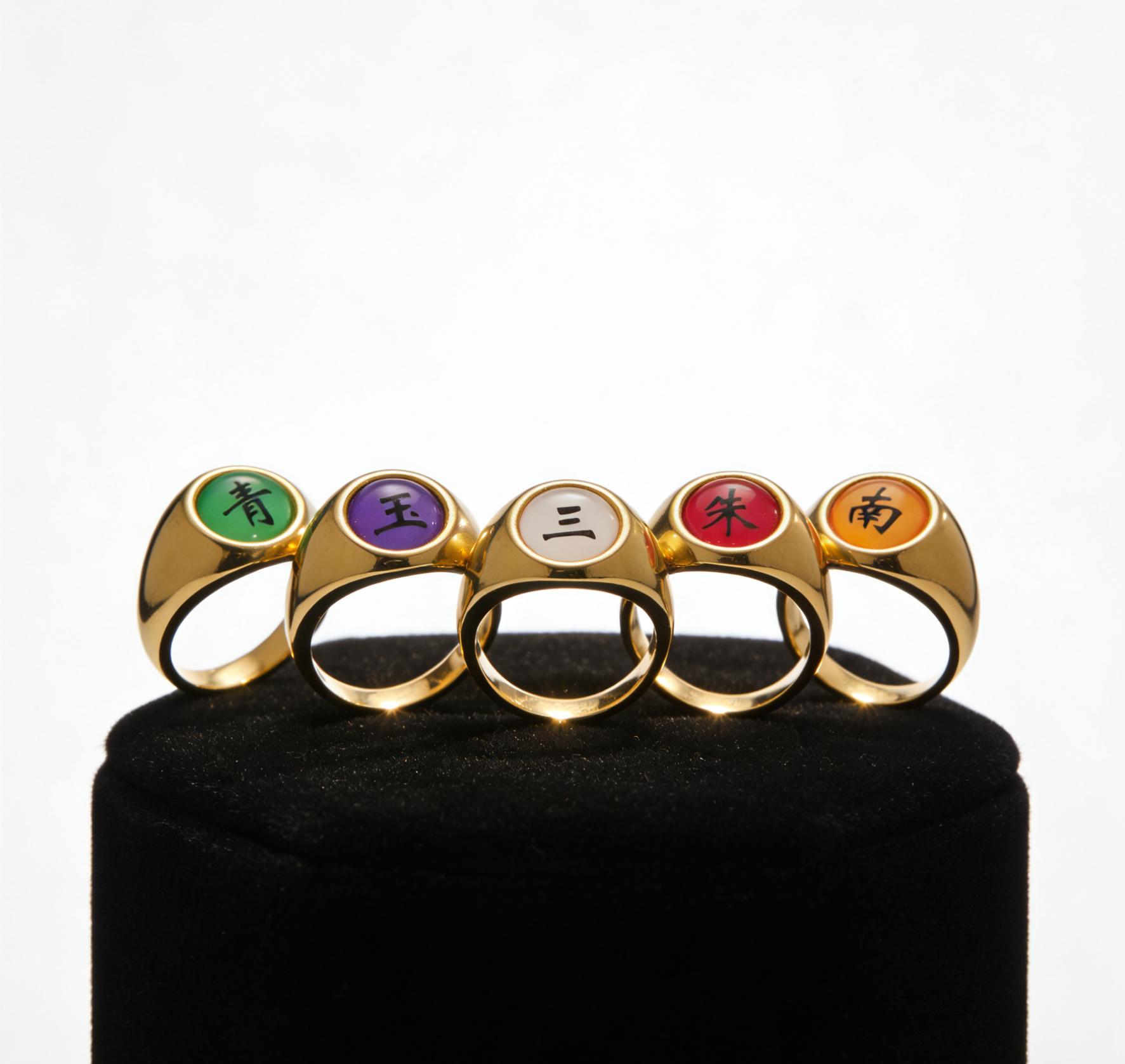 Naruto Akatsuki Rings Set 10Pcs Anime Cosplay Rings with Necklace Chain 2-in-1 Wearable Jewelry Gift for Naruto Fans